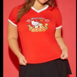 Women's Red Hello Kitty & Friend Graphic Tee Large